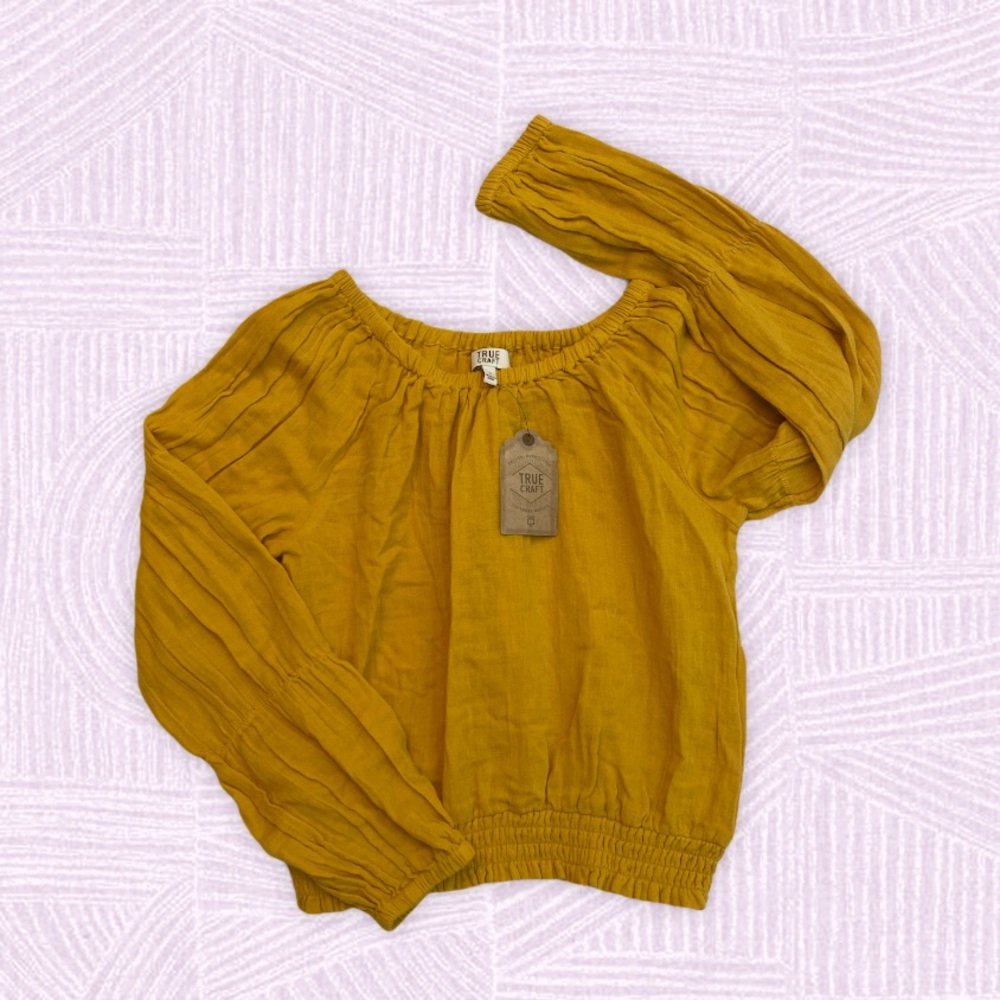 True Craft Girls Mustard Yellow Long Sleeve Top Size Large